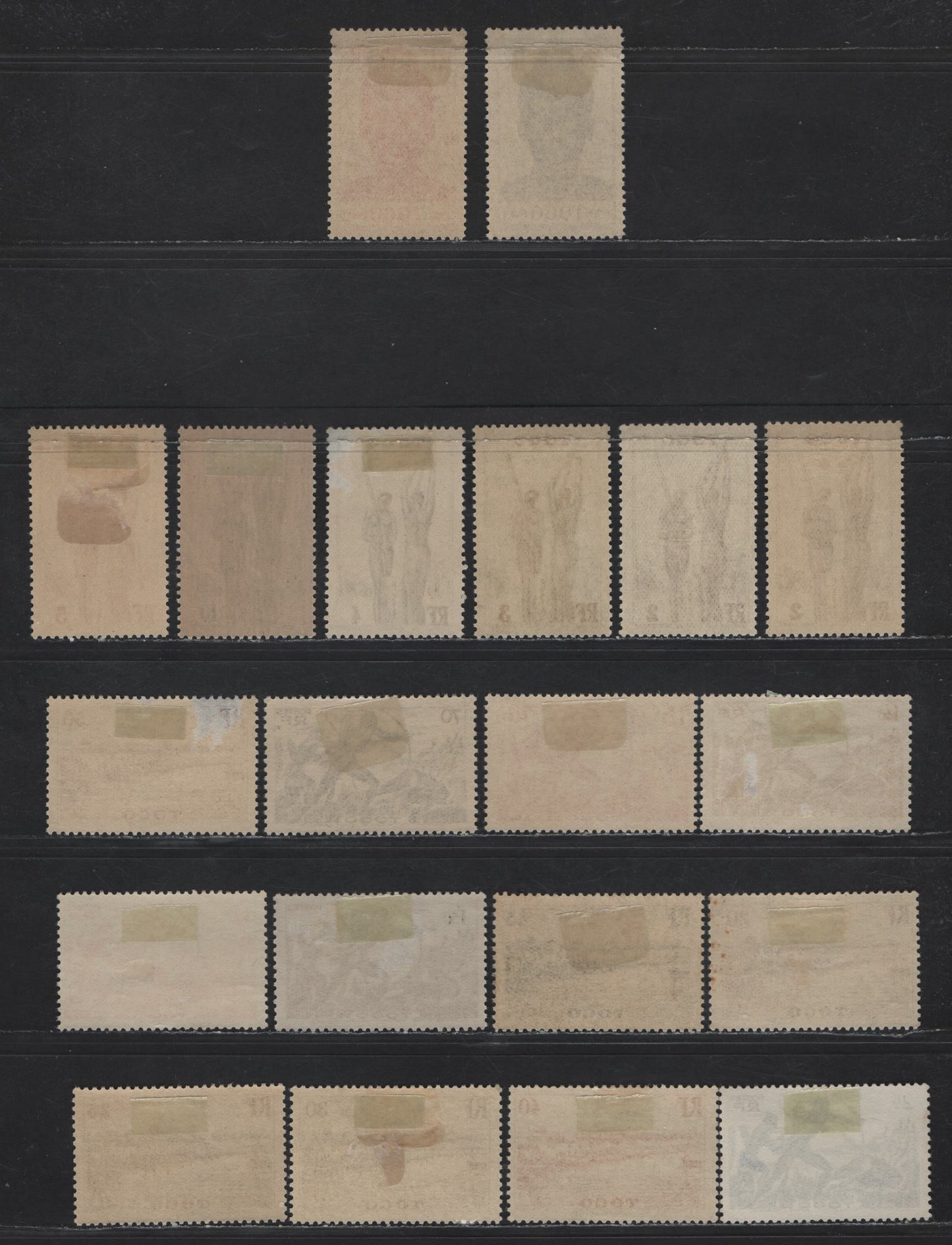 Lot 125 Togo SC#270-274, 276-281, 283, 286-291, 300B 2c - 1.50fr Brown Violet - Lilac & Green Togolese Women - Hunters, 1941-1944 Pictorial Definitives, 20 F/VFOG Singles