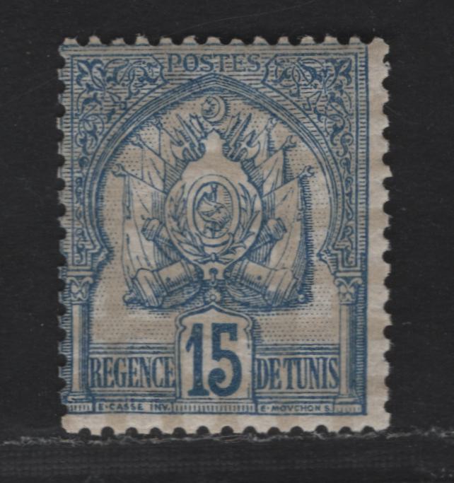 Lot 128 Tunisia SC#27 15c Blue on Grayish Coat of Arms, 1888-1902 Arms Issue, A FNH Single, Quadrille Paper