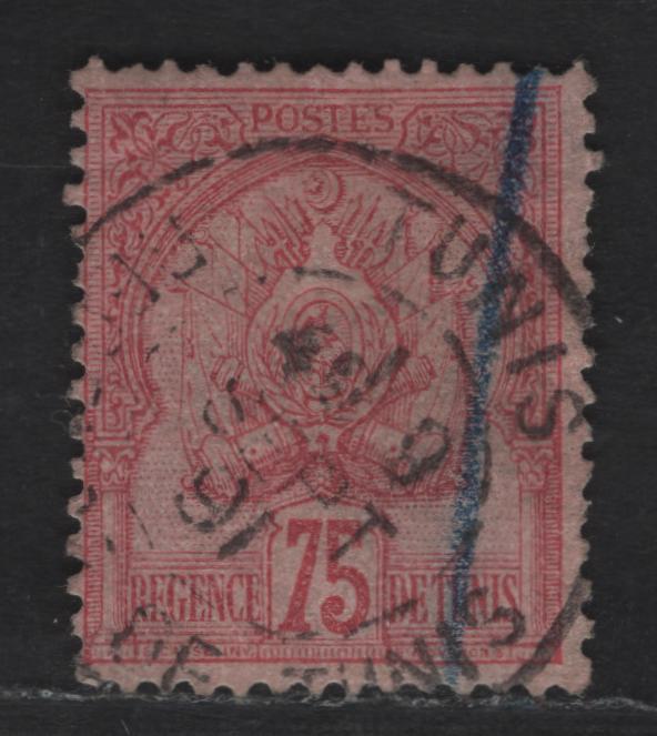 Lot 134 Tunisia SC#22 75c Carmine on Rose Coat of Arms, 1888-1902 Arms Issue, A Fine Used Single, Sept. 1891 Tunis Cancel