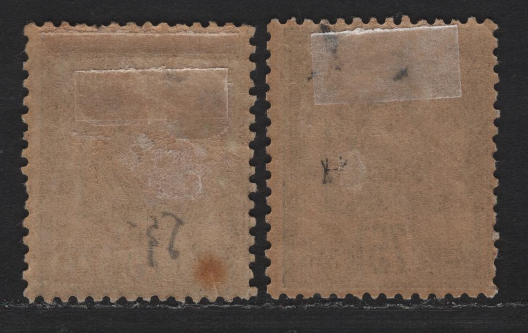 Lot 135 Tunisia SC#23 75c Violet on Orange Coat of Arms, 1888-1902 Arms Issue, 2 VG/FOG Singles