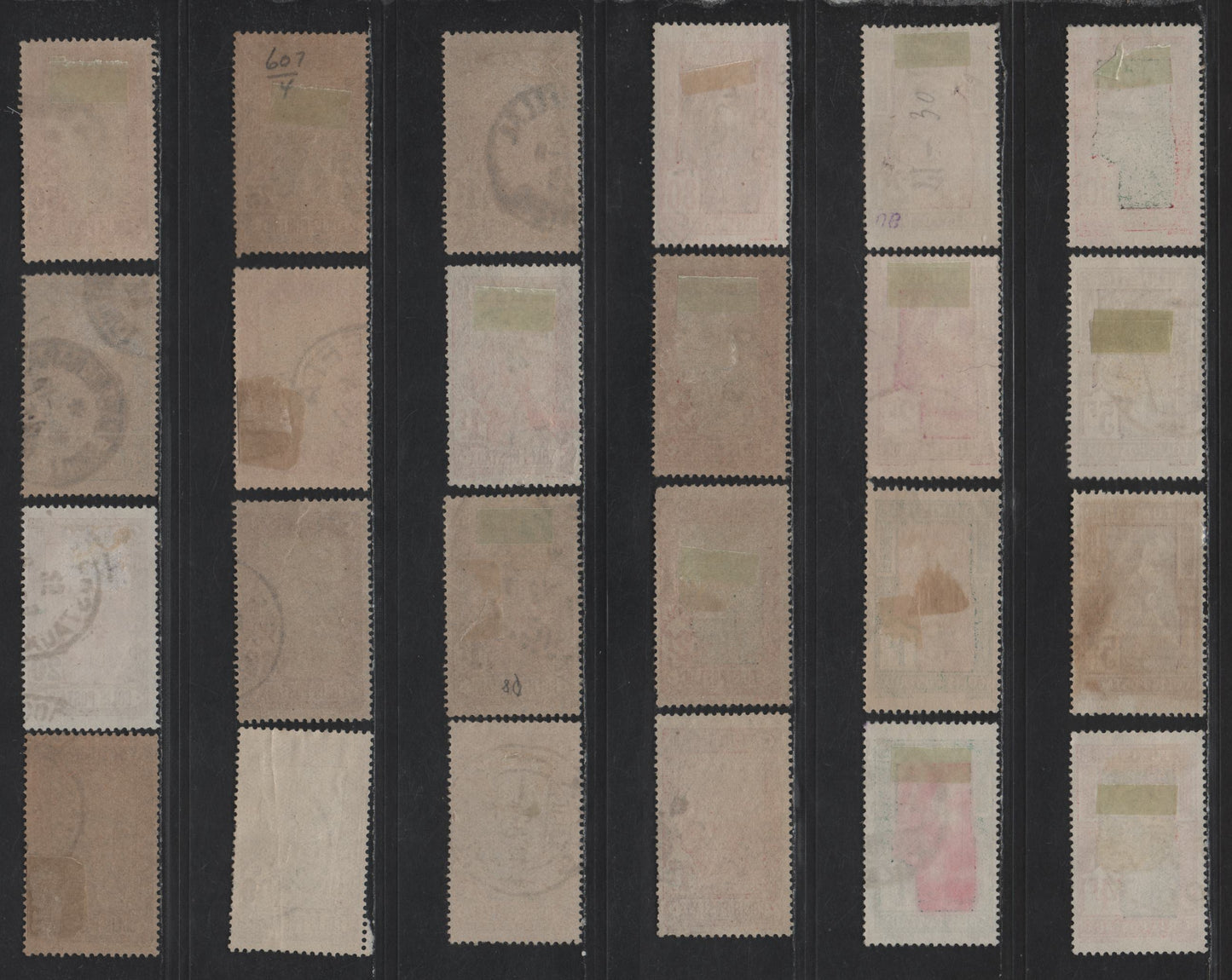 Lot 143 Tunisia SC#J3, J8, J17, J24, J27, J29, J31, Q2-Q10, Q11/Q24 5c - 10fr Blue - Dull Red & Green on Greenish Numeral & Banner - Gathering Dates, 1903-1926 Postage Dues & Parcel Post Issues, 40 Fine/Very Fine Used Singles Some Additional Shades