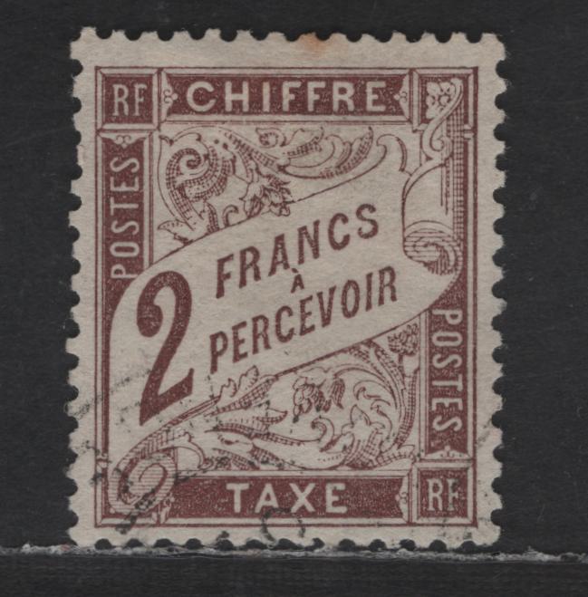 Lot 174 France SC#J27 2fr Brown Numeral & Banner, 1882-1892 Postage Dues, A Fine Used Single, Small Tone Spot At Top