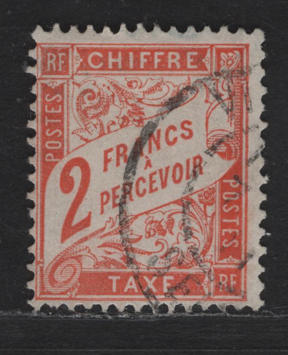 Lot 179 France SC#J43 2fr Red Orange Numeral & Banner, 1893-1941 Postage Due, A Fine Used Single