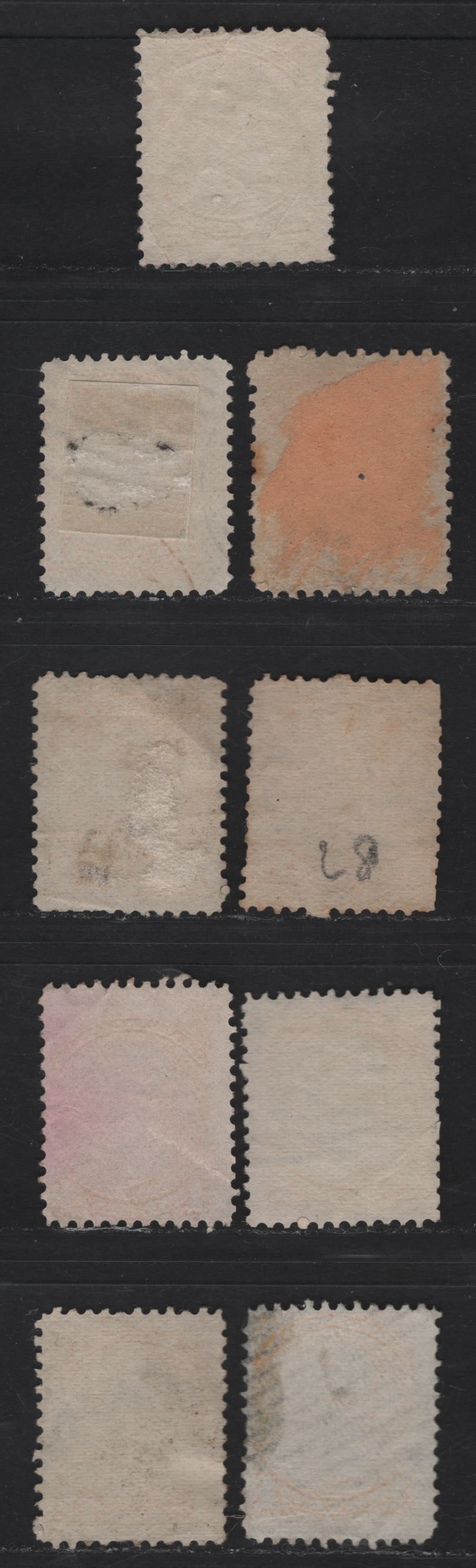 Lot 18 Canada #35i 1c Yellow Queen Victoria, 1870-1893 Small Queen Issue, 9 Ungraded Used Singles, Mid Montreal Printings, Perf 12, Unchecked For Paper Types, Useful Reference Lot, Generally VG