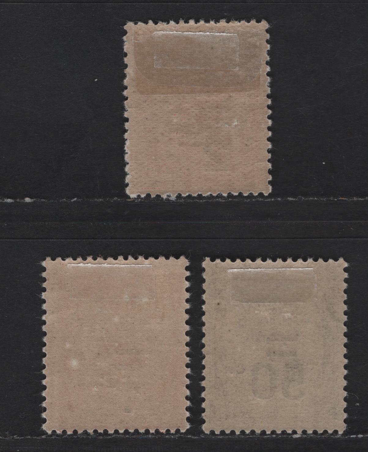 Lot 181 France SC#J54, J56-J57 50c on 1oc - 2fr on 60fr Lilac - Red Numeral, 1926 Surcharged Postage Dues, 3 FOG Singles