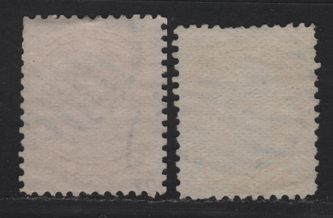 Lot 20 Canada #35ivar 1c Lemon Yellow & Pale Lemon Yellow Queen Victoria, 1870-1893 Small Queen Issue, 2 Fine Used Singles, Mid Montreal Printings, Paper Types MM-B, Without Position Dot On The Plane, Perf 12, Unlisted In Unitrade, But Not Gibbons