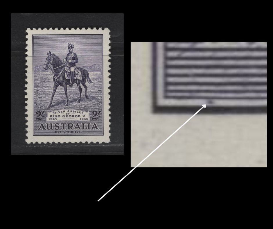Lot 209 Australia SC#154var 2/- Violet King George V, 1935 Silver Jubilee Issue, A VFNH Single, Dot Between Framelines At Lower Left