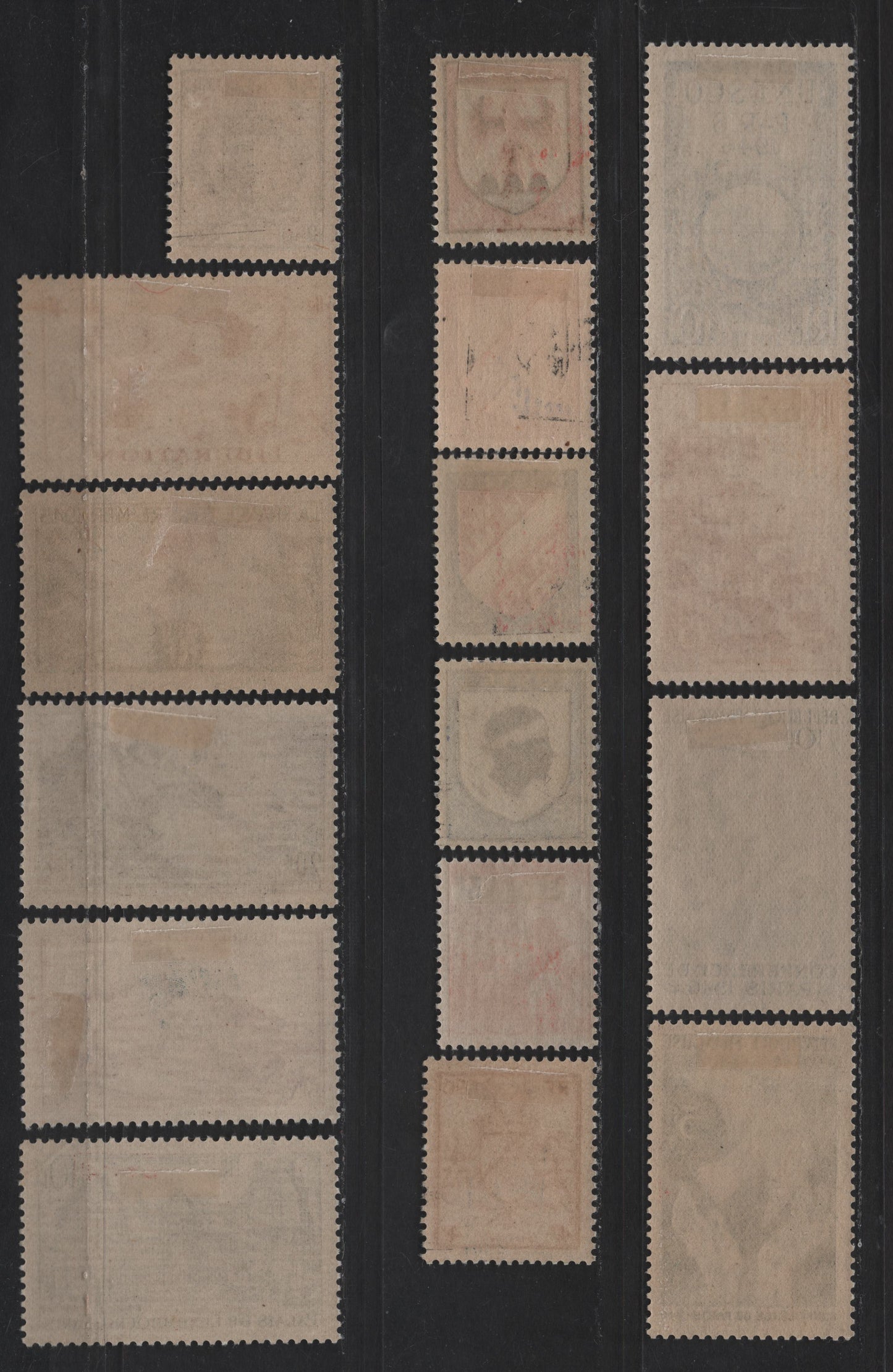 Lot 228 France SC#557-572 2.4fr - 10fr Dull Blue Arms - Globe & Wealth, 1945-1946 Liberation of Metz & Strasbourg - UNESCO Conference Issues, 16 F/VFOG Singles