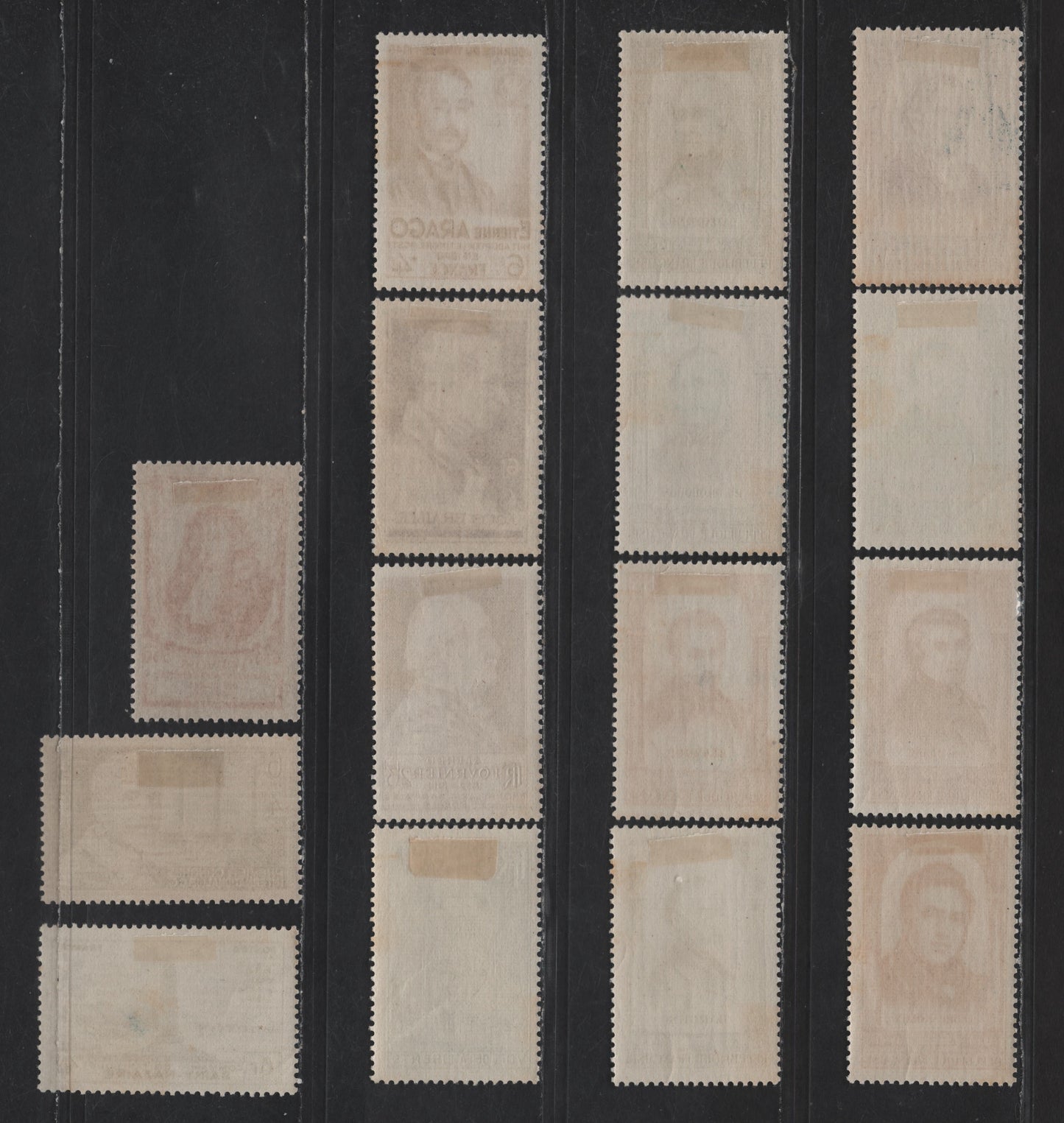 Lot 232 France SC#B218-B232 4.50fr+5.5fr - 6fr+4fr Carmine Rose - Dark Greenish Blue Francois Michel - Dr. Leon Charles Albert Calmette, 1947 Semi Postal Issues, 15 VFOG Singles