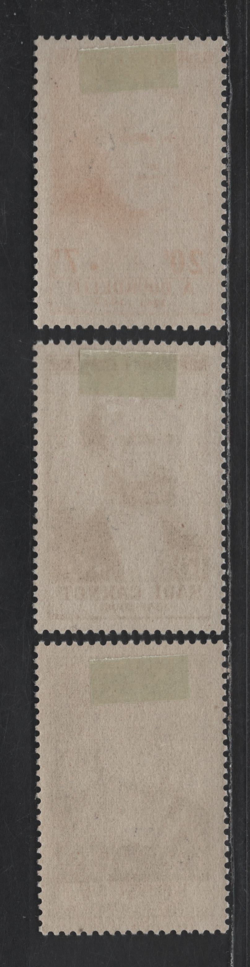 Lot 253 France SC#B286-B288 15fr+5fr - 25fr+8fr Purple - Indigo Louis IX, 1954 King Louis IX Issue, 3 VFOG Singles