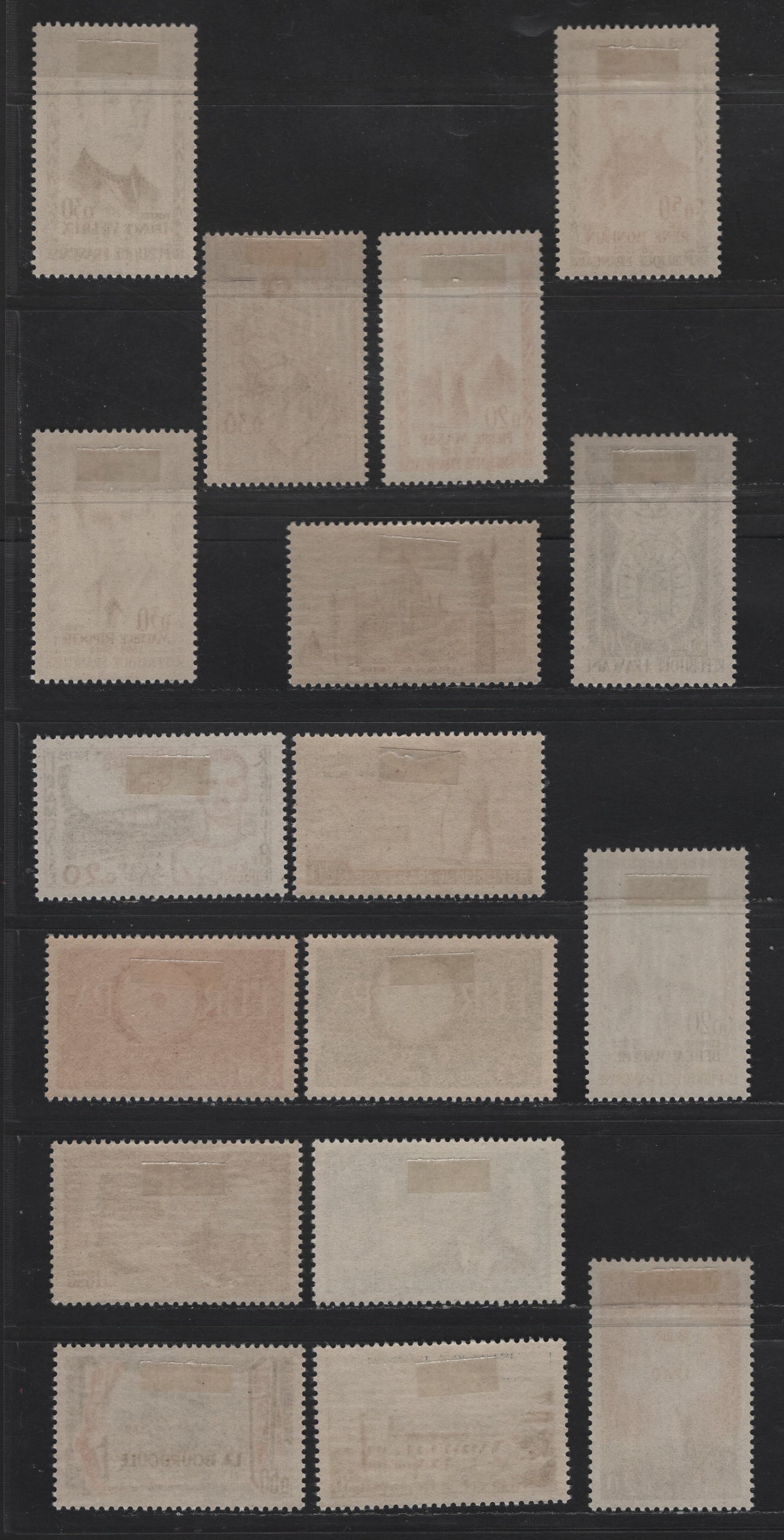 Lot 279 France SC#959-967, 969-977 20c - 20c Bister & Black - Black & Bright Green Edmund Debeaumarche - Badge of Order & Liberation, 1960 Heroes - Order of Liberation Issues, 17 VFOG Singles, DF, LF, Fluorescent, MF & HF Papers