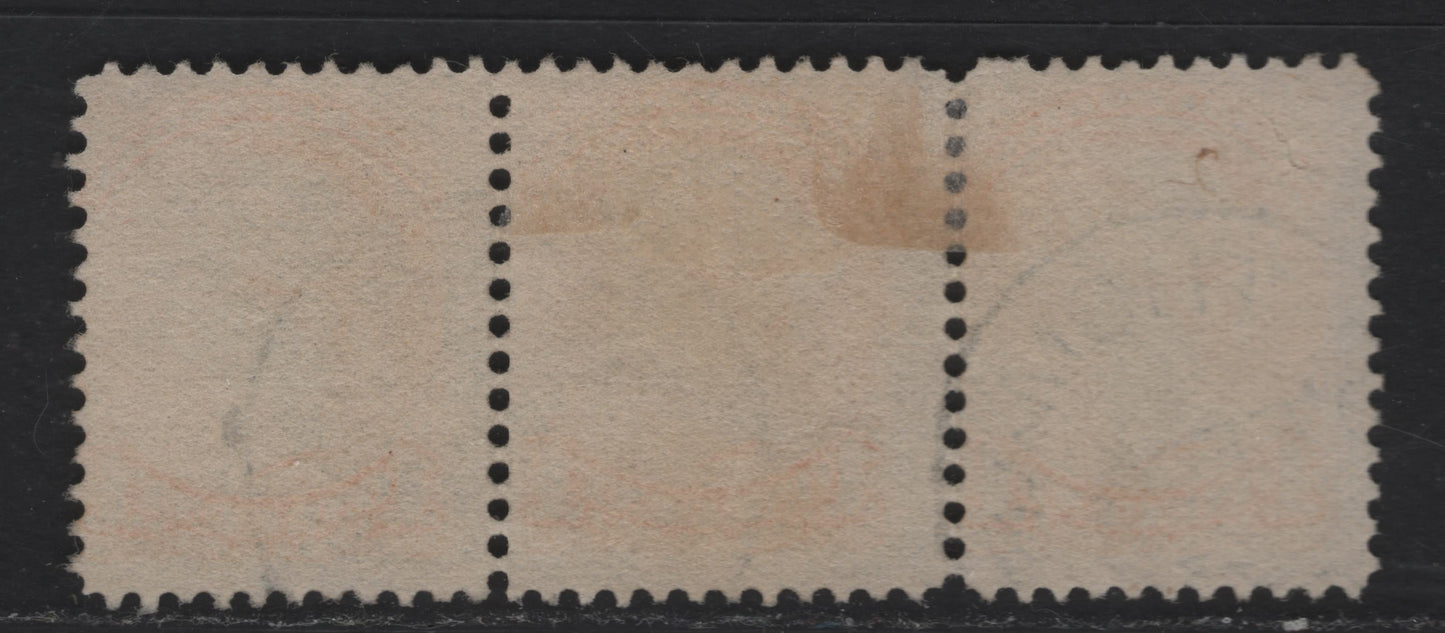 Lot 29 Canada #35i 1c Bright Yellow Queen Victoria, 1870-1893 Small Queen Issue, A Fine Used Strip of 3, Early to Mid Second Ottawa Printing, Paper 2O-S, February 23, 1893 Printing, St. Thomas, ON CDS Cancek