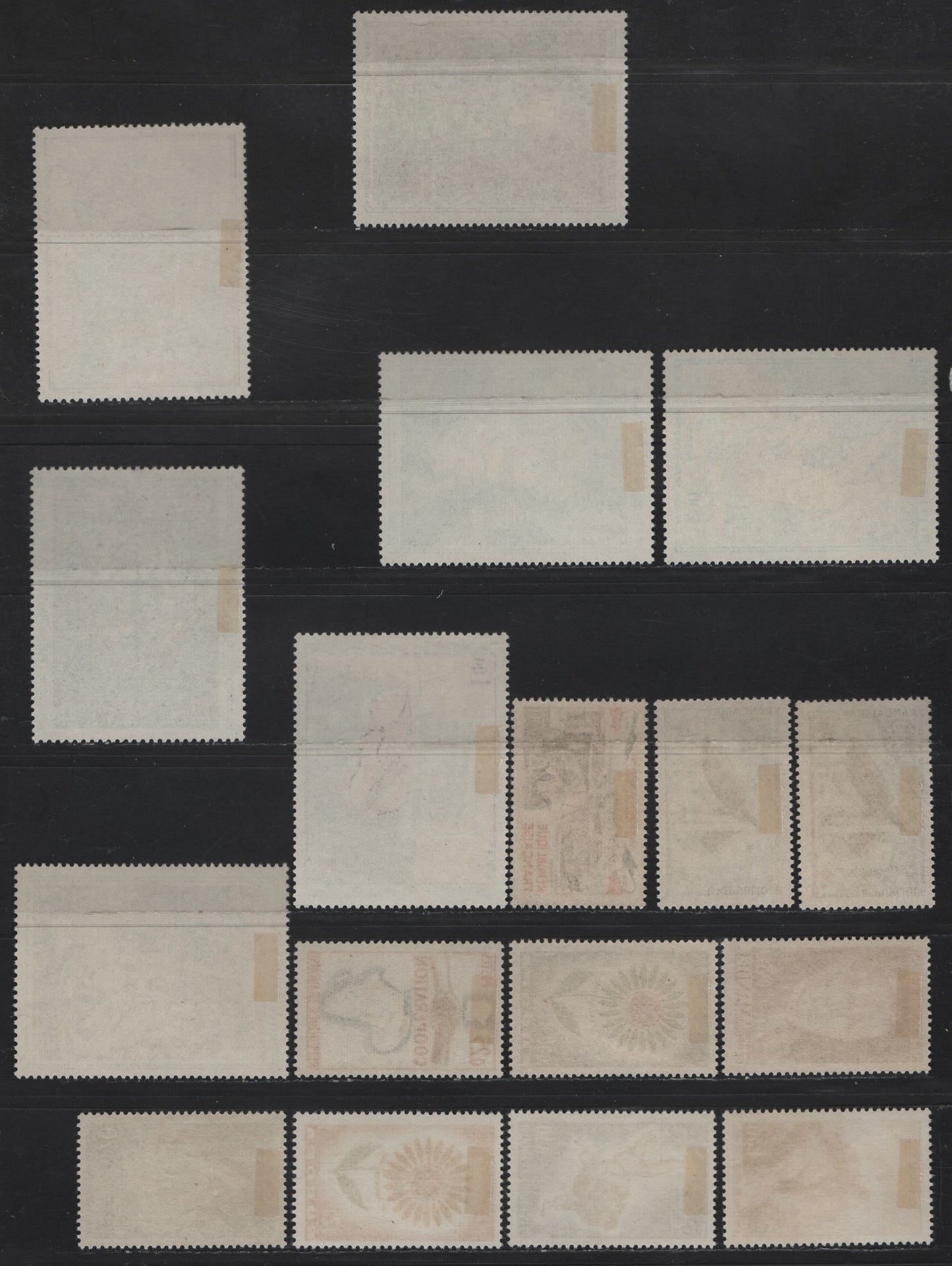 Lot 291 France SC#1101-1117 40c - 1fr Slate Green, Dark Brown & Brown - Black, Pink & Carmine Notre Dame - The Red Violin, 1964-1965 Buildings - Paintings Issues, 17 VFOG Singles, DF, LF, Fluorescent, MF & HB Papers