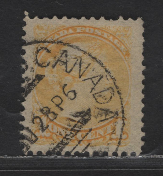 Lot 308 Canada #35 1c Pale Yellow Queen Victoria, 1870-1893 Small Queen Issue, A Very Fine Used Single, Mid Second Ottawa Printings, Paper Type 2O-N, Toronto Style B Squared Circle Precancel Cancel
