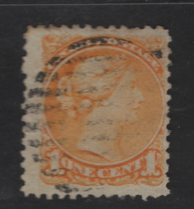 Lot 319 Canada  #35d 1c Yellow Orange Queen Victoria, 1870-1897 Small Queen Issue, A Fine Used Single Mid-Montreal Printing, Perf. 11.75 x 12 On Paper Type MM-A