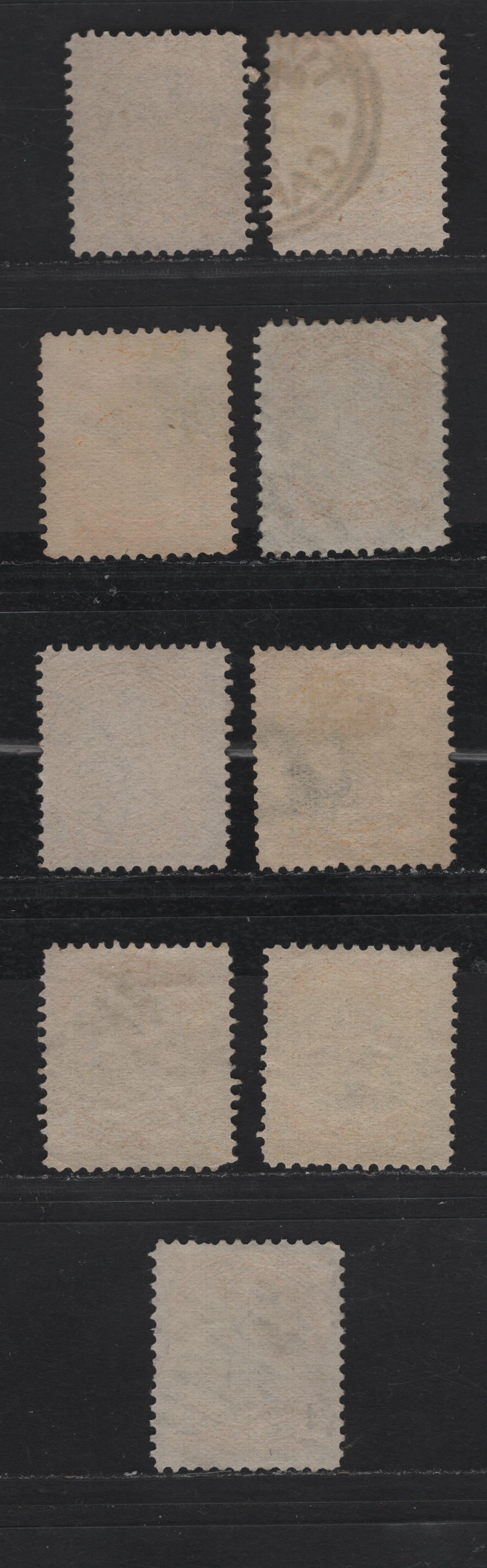 Lot 322 Canada  #35 1c Deep Yellow, Yellow, Pale Yellow, Bright Yellow Queen Victoria, 1870-1897 Small Queen Issue, 9 Fine Used Singles Late Second Ottawa Printings On Paper Type 2O-T, See Page On Small Queen Papers For Details