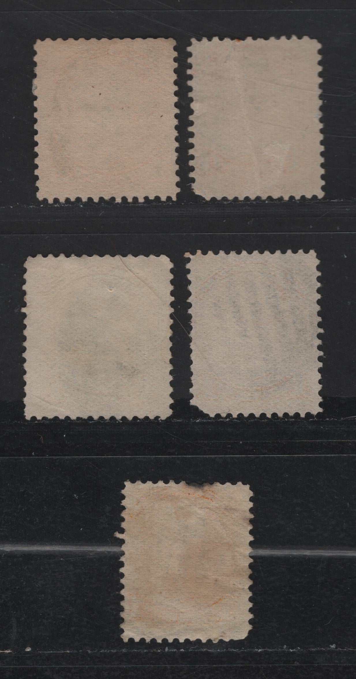 Lot 323 Canada  #35 1c Yellow Queen Victoria, 1870-1897 Small Queen Issue, 5 Ungraded Used Singles Paper Reference Lot Of Late Second Ottawa Printings On Paper Types 2O-L, 2O-P, 2O-Q, 2O-S and 2O-T