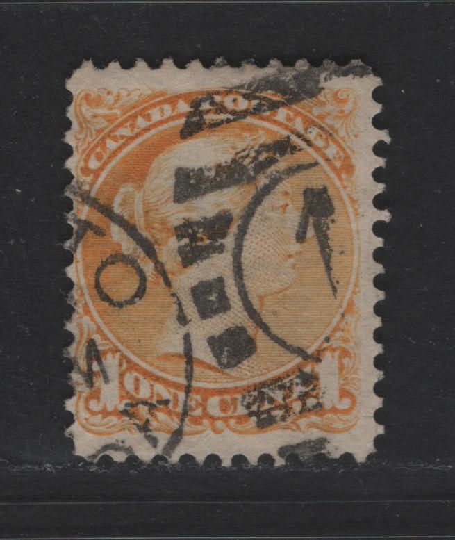 Lot 324 Canada  #35ii 1c Yellow Orange Queen Victoria, 1870-1897 Small Queen Issue, A Fine Used Single Mid Second Ottawa Printing On Paper Type 2O-E, See Page On Small Queen Papers For Details