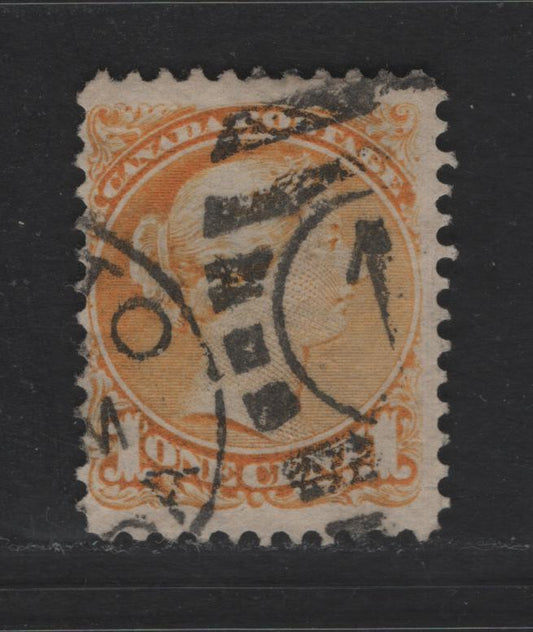 Lot 324 Canada  #35ii 1c Yellow Orange Queen Victoria, 1870-1897 Small Queen Issue, A Fine Used Single Mid Second Ottawa Printing On Paper Type 2O-E, See Page On Small Queen Papers For Details