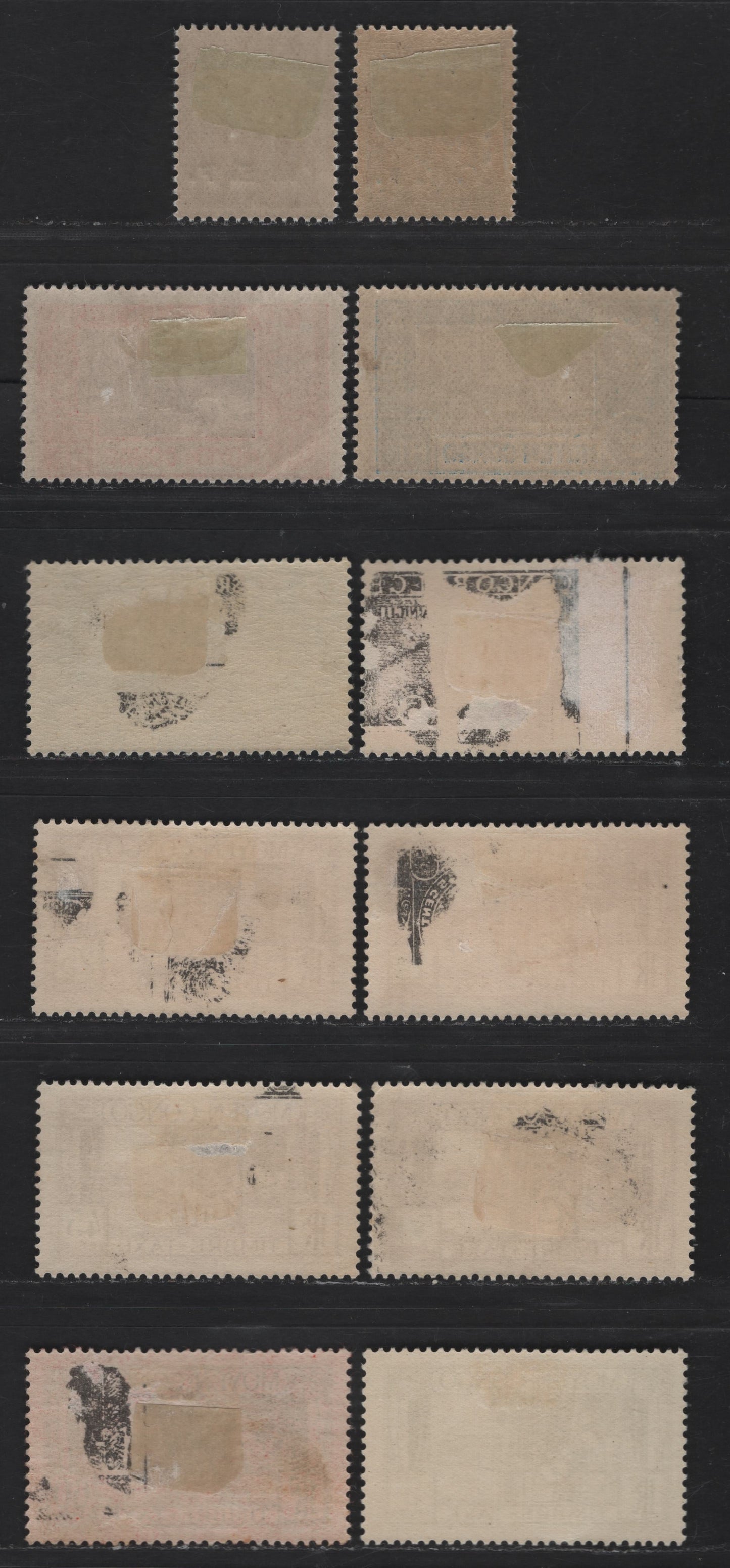 Lot 48 Middle Congo SC#J1-J2, J12-J13, J23-J26, J28-J31 5c - 1fr Light Blue - Brown Rose Numeral & Banner - Rubber Trees & Djoue River, 1928-1933 Postage Dues, 12 VFOG Singles