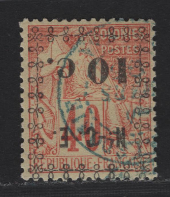 Lot 49 New Caledonia SC#11a 10c on 40c Red on Straw Navigation & Commerce, 1890-1892 Surcharge Issue, A Very Fine Used Single, Inverted Surcharge