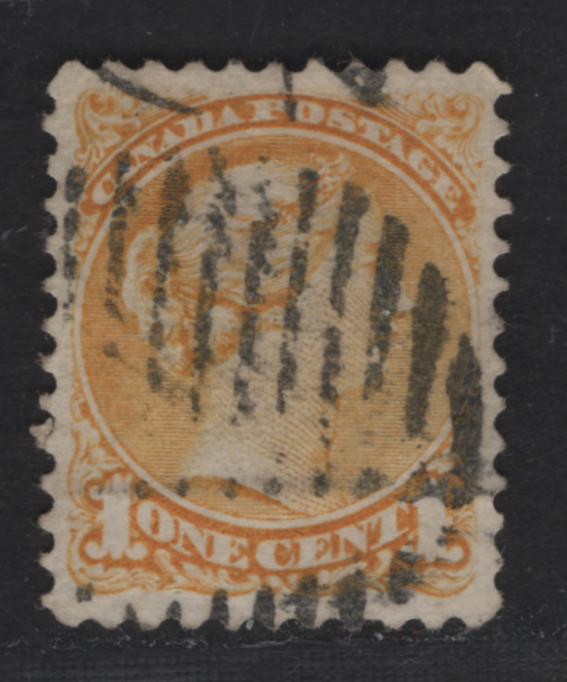 Lot 6 Canada #35vii 1c Yellow Queen Victoria, 1870-1893 Small Queen Issue, A Very Fine Used Single, Mid Montreal Printing, Paper Type MM-J, Perf 11.5x12
