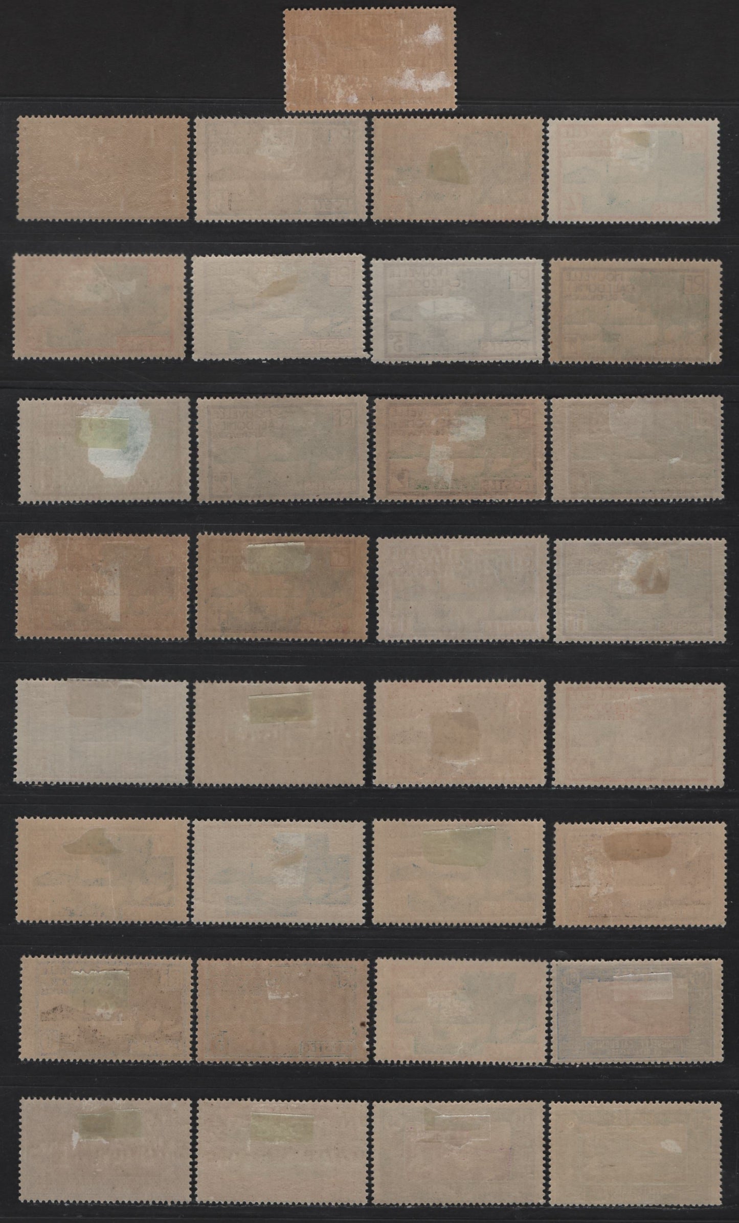 Lot 61 New Caledonia SC#136-142, 144-146, 148, 150 1c - 60c Brown Violet & Indigo - Violet Blue & Scarlet Bay of Paletuviers Point - Landscape with Chief's House, 1928-1940 Pictorial Definitive Issue, 33 F/VFOG Singles, Shade Varieties