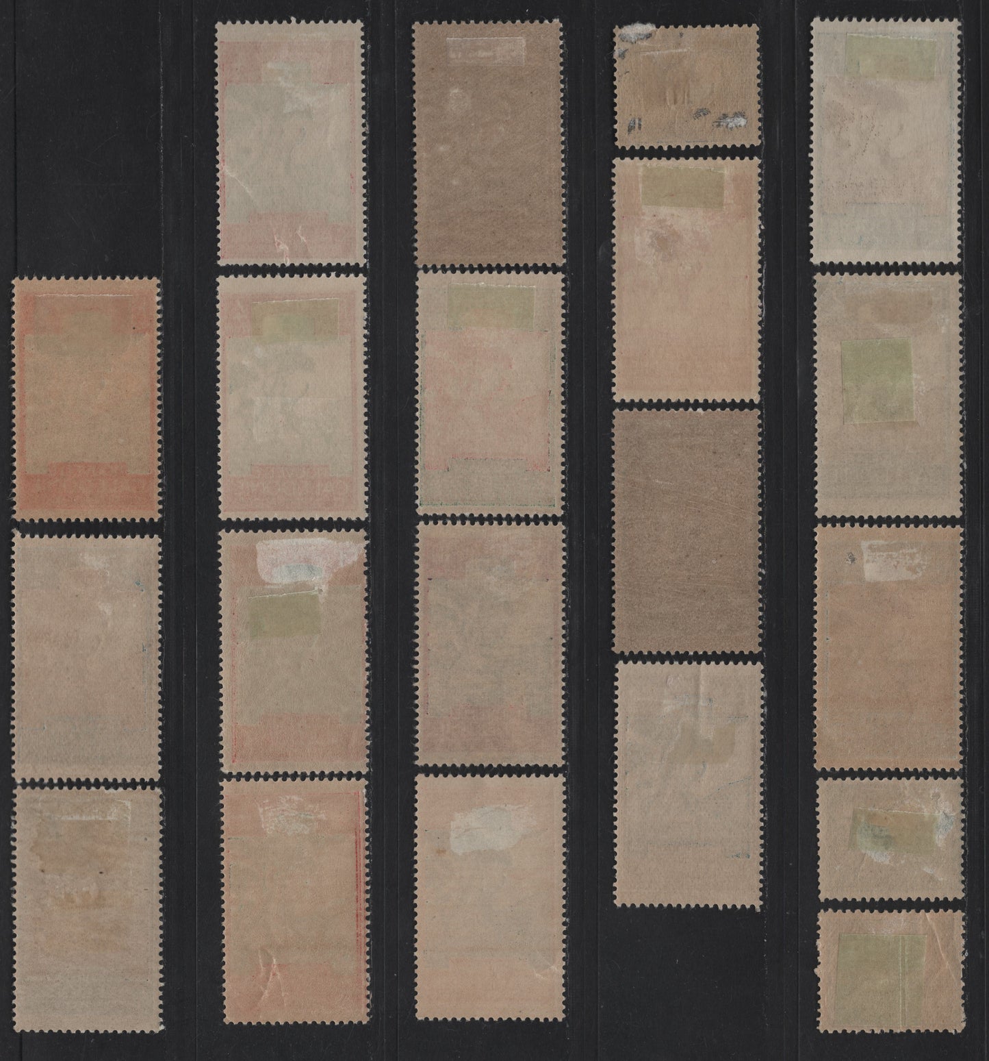 Lot 63 New Caledonia SC#J9-J11, J19-J26, J28 5c - 60c Ultramarine on Azure - Magenta & Bright Rose Men Poling Boat - Malayan Sambar, 1906-1928 Postage Dues, 20 F/VFOG Singles, Shade Varieties