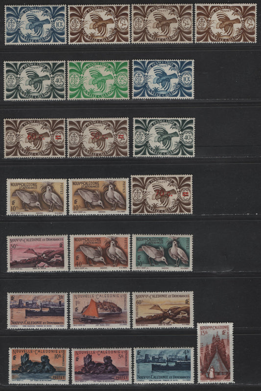 Lot 65 New Caledonia SC#252/292 5c - 15fr Browb - Brown & Gray Kagu - Chieftan's House, 1942-1948 Pictorial Issues, 22 F/VFOG Singles