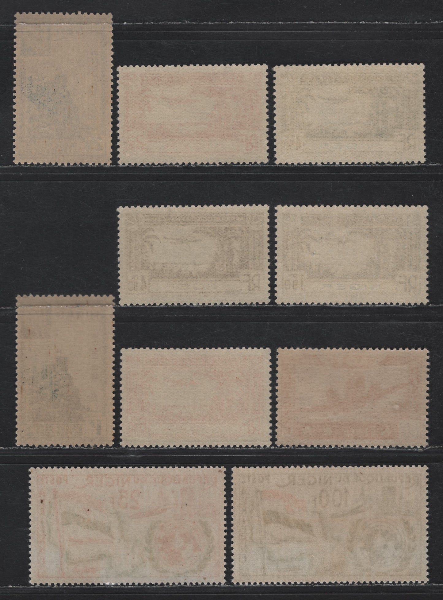 Lot 67 Niger SC#89-90, C1-C6, C20-C21 1fr - 100fr Green - Multicolored Zinder Fortress - UN Headuarters & Emblem, 1941-1961 Petain - Admission to UN Issues, 10 VFNH Singles