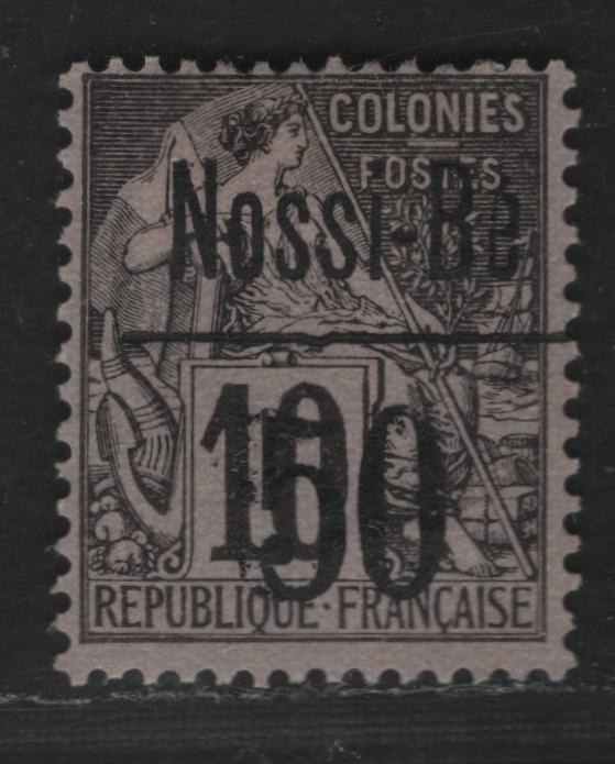 Lot 75 Nossi-Be SC#24 50 on 10c Blackish Brown Navigation & Commerce, 1893 Surcharge Issue, A Fine Unused Single