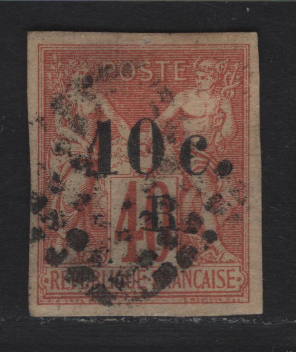 Lot 77 Reunion SC#9 10c on 40c Vermillion on Straw Navigation & Commerce, 1885 Surcharged Issue, A Very Fine Used Single