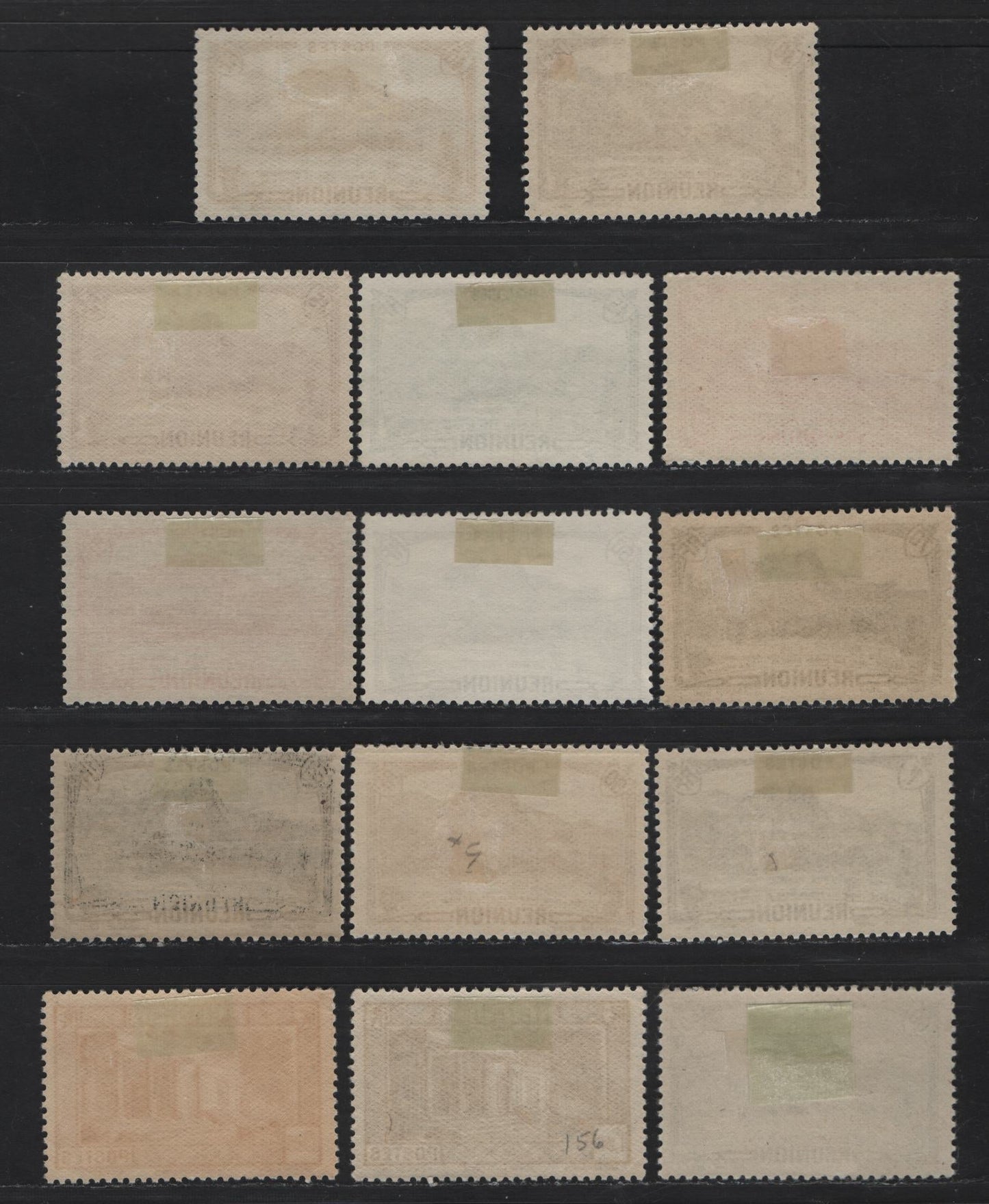 Lot 82 Reunion SC#137-143, 145, 147, 149, 152-153, 156, 237A 40c - 1.50fr Ultramarine Waterfowl Lake & Anchain Peak - Leon Dierx Museum, St. Denis, 1933-1940 Pictorial Definitives, 14 VFOG Singles