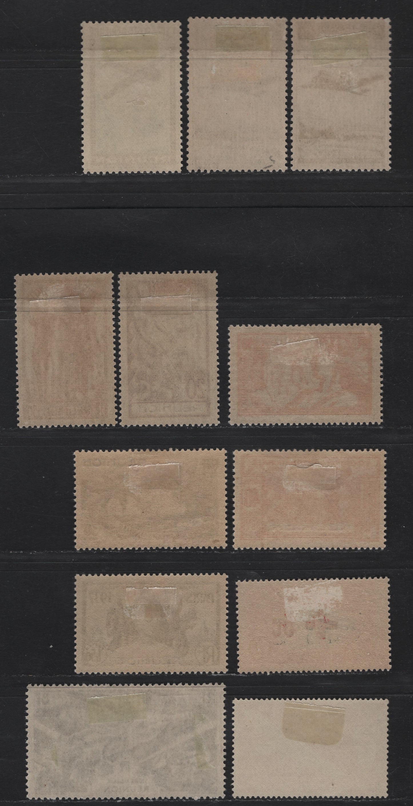 Lot 84 Reunion SC#167-172, B2, C5-C7, C25, C18 20c - 8fr Deep Violet - Olive Gray Paris Expo - Victory, 1937-1946 Paris Expo - Victory Airmail Issues, 12 VFOG Singles