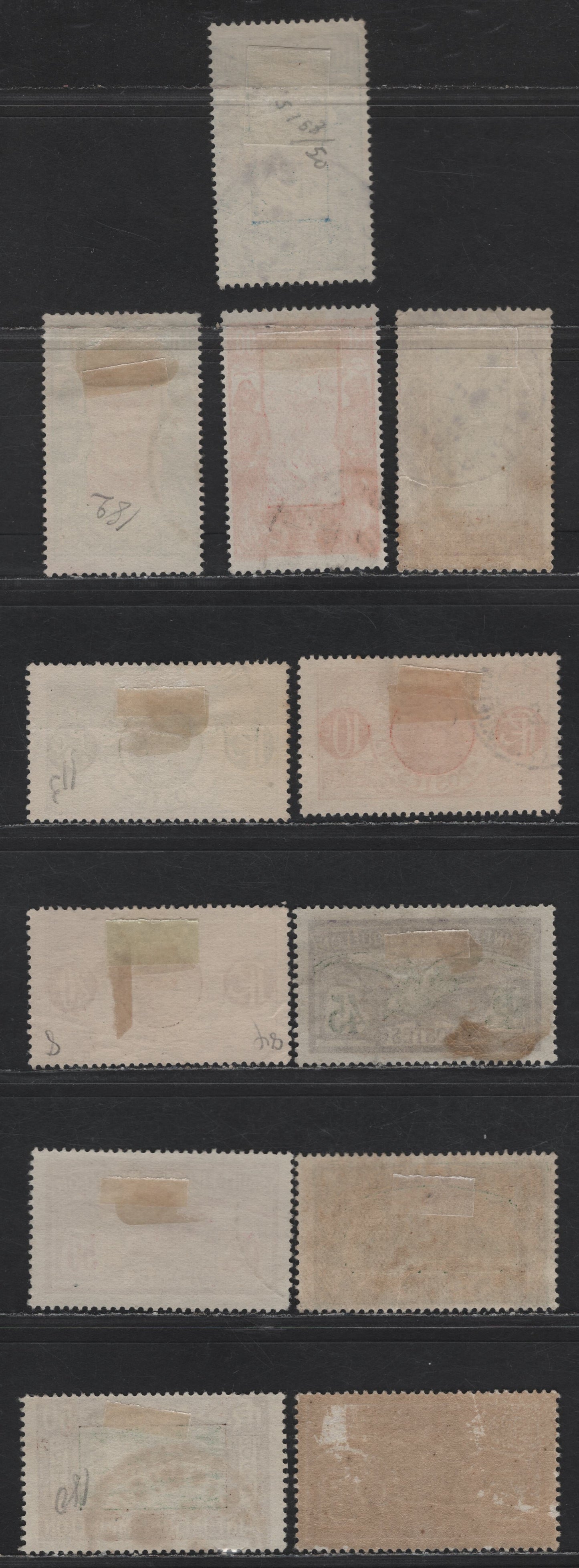 Lot 90 St Pierre & Miquelon SC#82, 84, 87, 96, 99, 102, 143-144, 147, 149-150, 153 5c - 1.5fr Blue Green & Olive Green - Deep Blue & Blue Fisherman - Map & Fisherman, 1909-1933 Pictorial Definitive Issues, 12 Fine/Very Fine Used Singles