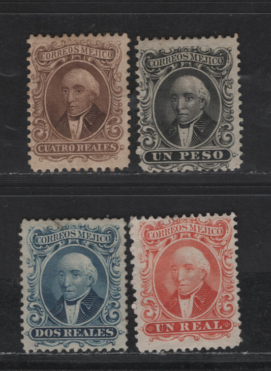 Lot 109 Mexico SC#14a-17a 1r - 1p Red - Black Hidalgo, 1864 Hidalgo Issue, 4 F/VFOG Singles, Without District Overprints