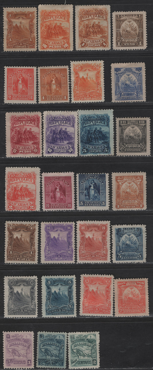 Lot 121 Nicaragua SC#40/90 1c Yellow Brown - Violet Columbus Sighting Land - Map, 1892-1897 Seebeck Issues, 27 F/VFOG & Unused Singles, Most With Gum