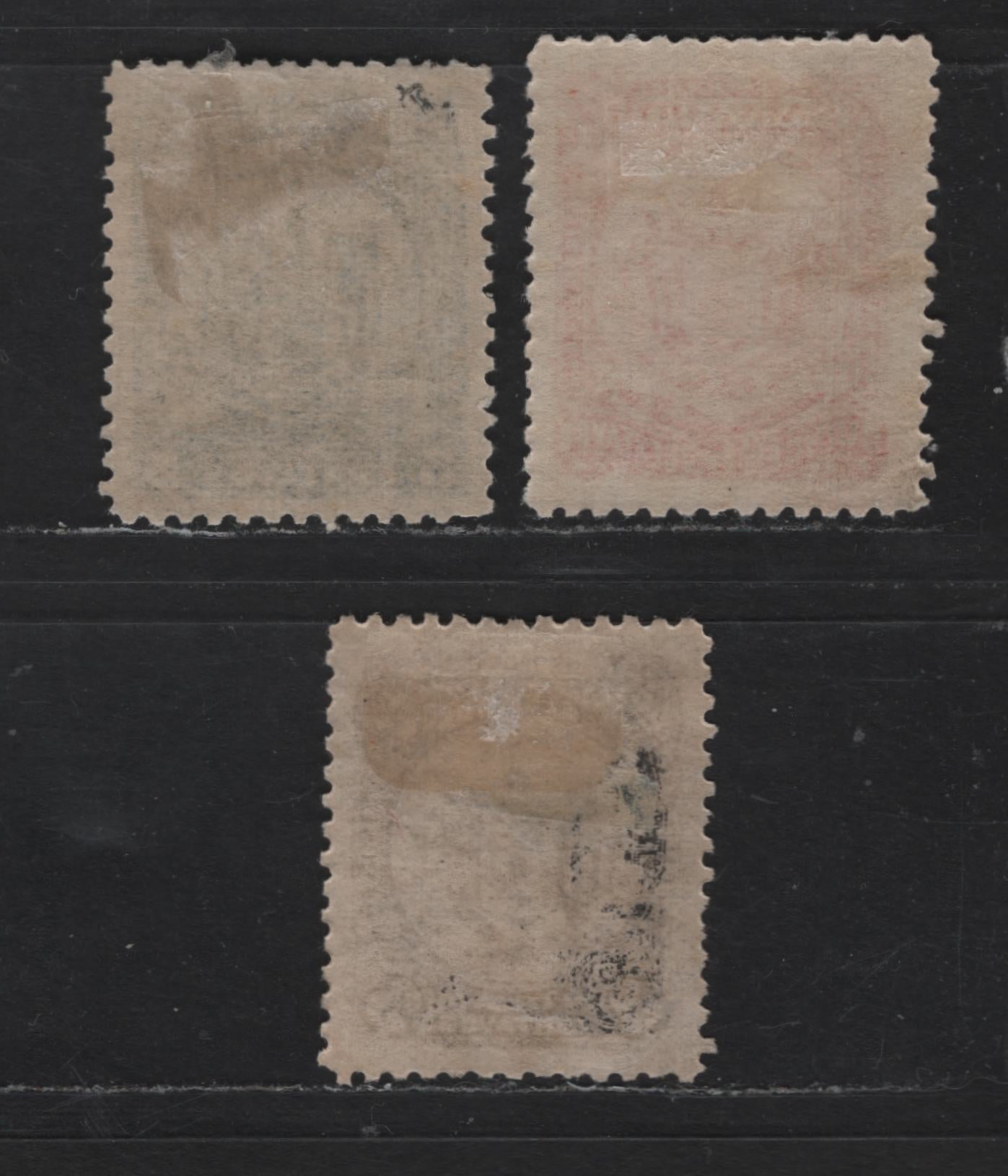 Lot 148 El Salvador SC#119-120, 123 3c - 15c Brown - Vermillion Arms, 1895 Arms Seebeck Issue, 3 VFOG Singles, Original Printings On Medium Horizontal Wove