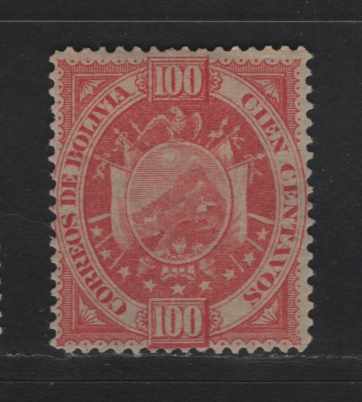 Lot 19 Bolivia SC#46 100c Brown Rose Arms, 1894 Arms Issue, A FOG Single, Thin Paper