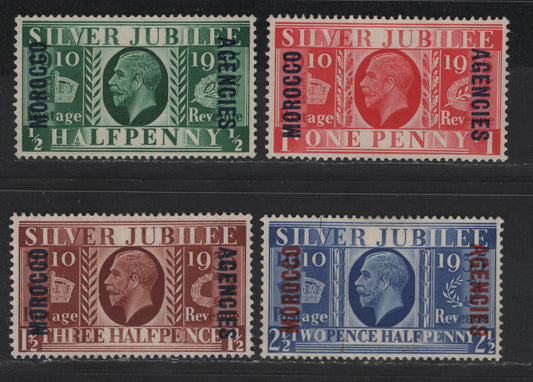 Lot 183 Morocco Agencies SC#226-229 1/2d - 2.5d Dark Green - Ultramarine King George V, 1935 Silver Jubilee Issue, 4 VFOG Singles, British Currency