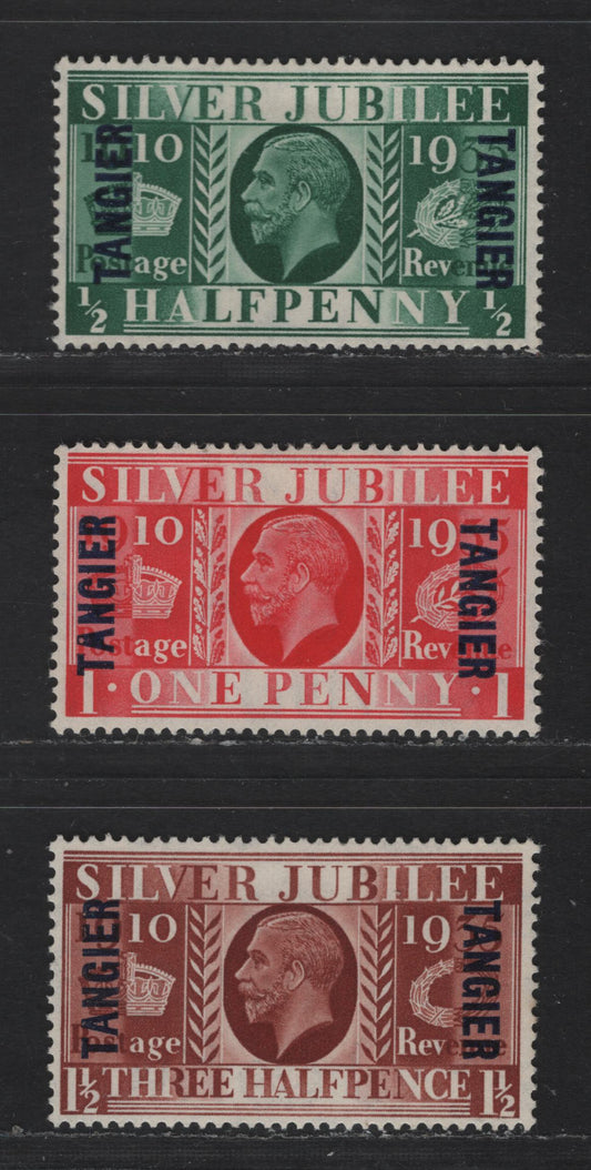 Lot 205 Morocco Agencies - Tangier SC#508-510 1/2d - 1.5d Green - Red Brown King George V, 1935 Silver Jubilee Issue, 3 VFOG Singles