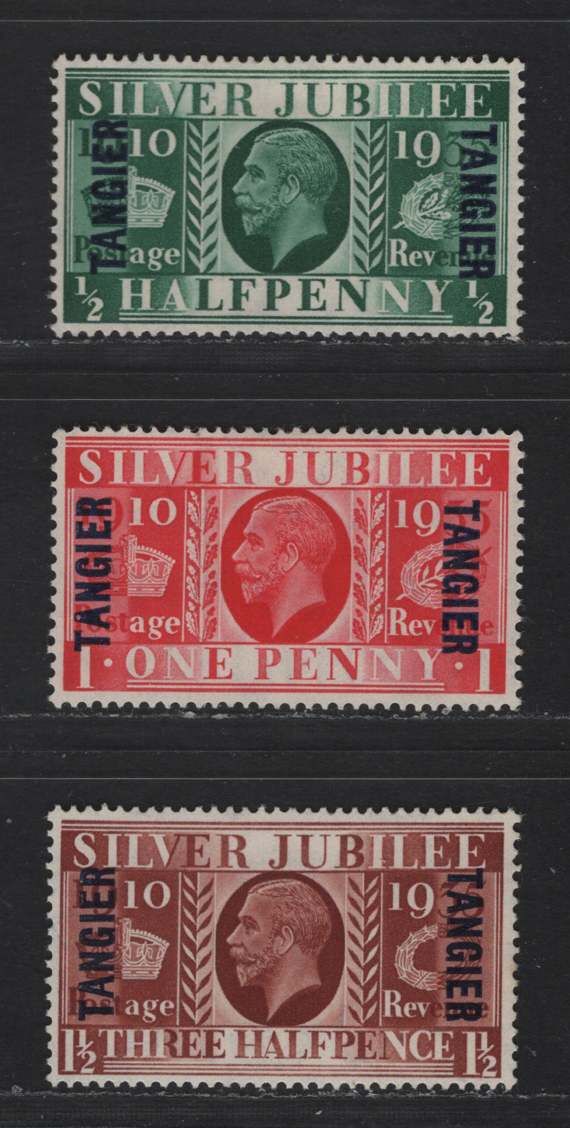 Lot 184 Morocco Agencies - Tangier SC#508-510 1/2d - 1.5d Green - Red Brown King George V, 1935 Silver Jubilee Issue, 3 VFOG Singles