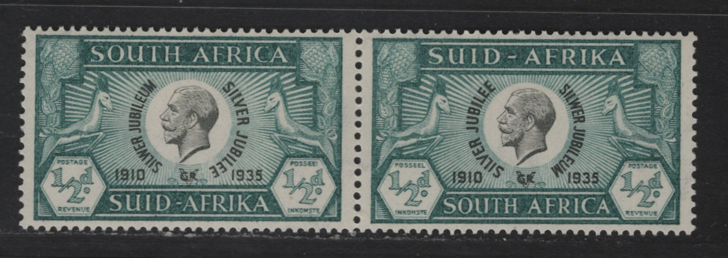 Lot 236 South Africa SC#68 1/2d Prussian Green & Black King George V, 1935 Silver Jubilee Issue, A VFNH Pair