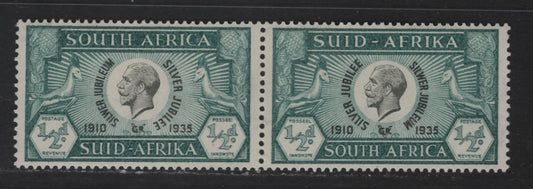 Lot 236 South Africa SC#68 1/2d Prussian Green & Black King George V, 1935 Silver Jubilee Issue, A VFNH Pair