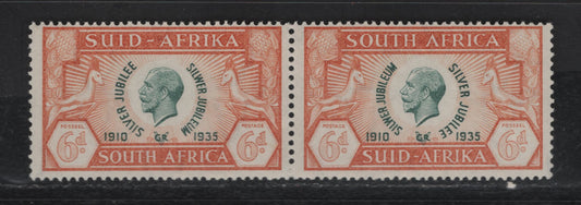 Lot 249 South Africa SC#71 6d Orange & Green King George V, 1935 Silver Jubilee Issue, A FNH Pair