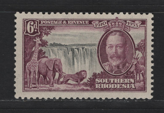 Southern Rhodesia SC#36 6d Deep Violet & Black King George V, 1935 Silver Jubilee Issue, A VFOG Single