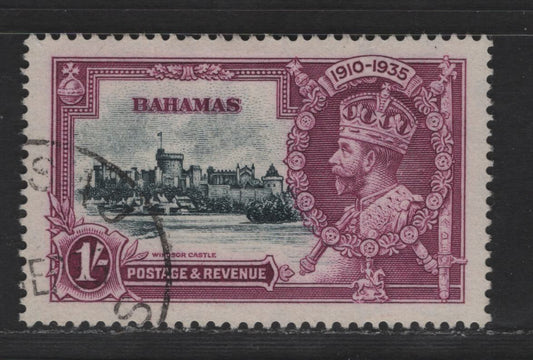 Lot 270 Bahamas SC#95 1/- Bright Violet & Indigo King George V & Castle, 1935 Silver Jubilee Issue, A Very Fine Used Single, Beautifully Centered, Nassau Corner CDS Cancel