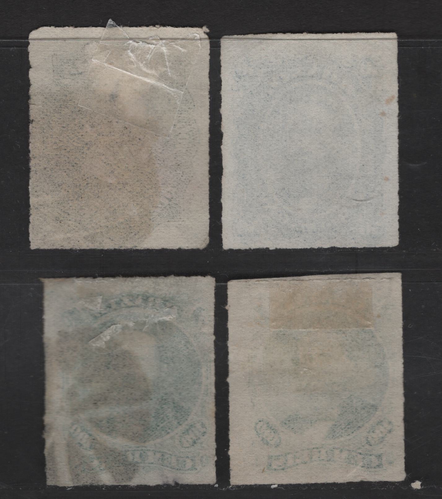 Lot 27 Brazil SC#63, 65-66 50r - 200r Blue - Black Dom Pedro, 1867-1877 Rouletted Dom Pedro Issue, 4 Fine/Very Fine Used Singles, Thin & Medium Paper On 100r