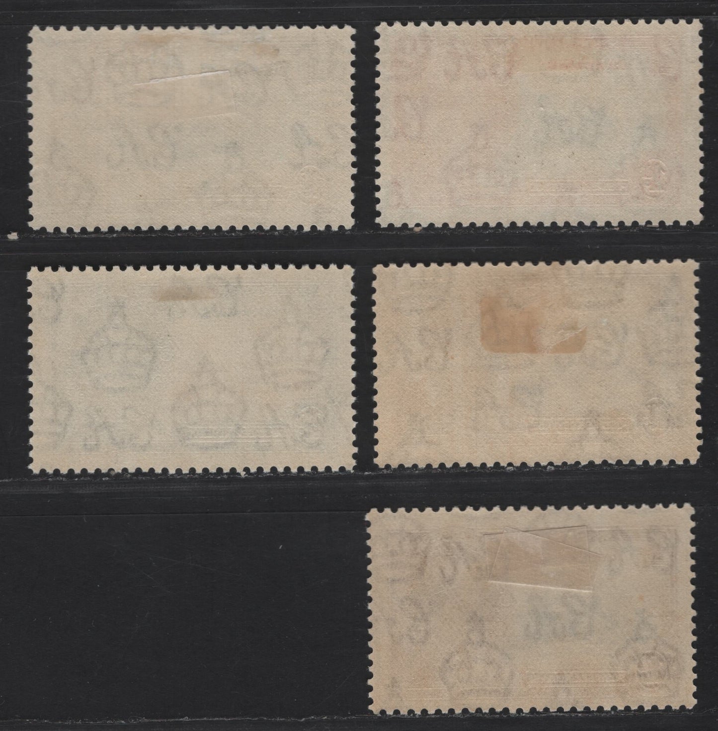 Lot 272 Barbados SC#186-189 1d - 1/- Carmine & Dark Blue - Brown Violet & Indigo King George V & Castle, 1935 Silver Jubilee Issue, 5 VFOG Singles, Two Similar Vignette Shades Of Ultramarine On The Vignette, One Bright Than The Other