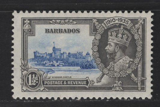 Lot 273 Barbados SC#187 1.5d Gray & Ultramarine King George V & Castle, 1935 Silver Jubilee Issue, A VFOG Single